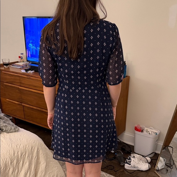 Navy Patterned Dress - Picture 2 of 4